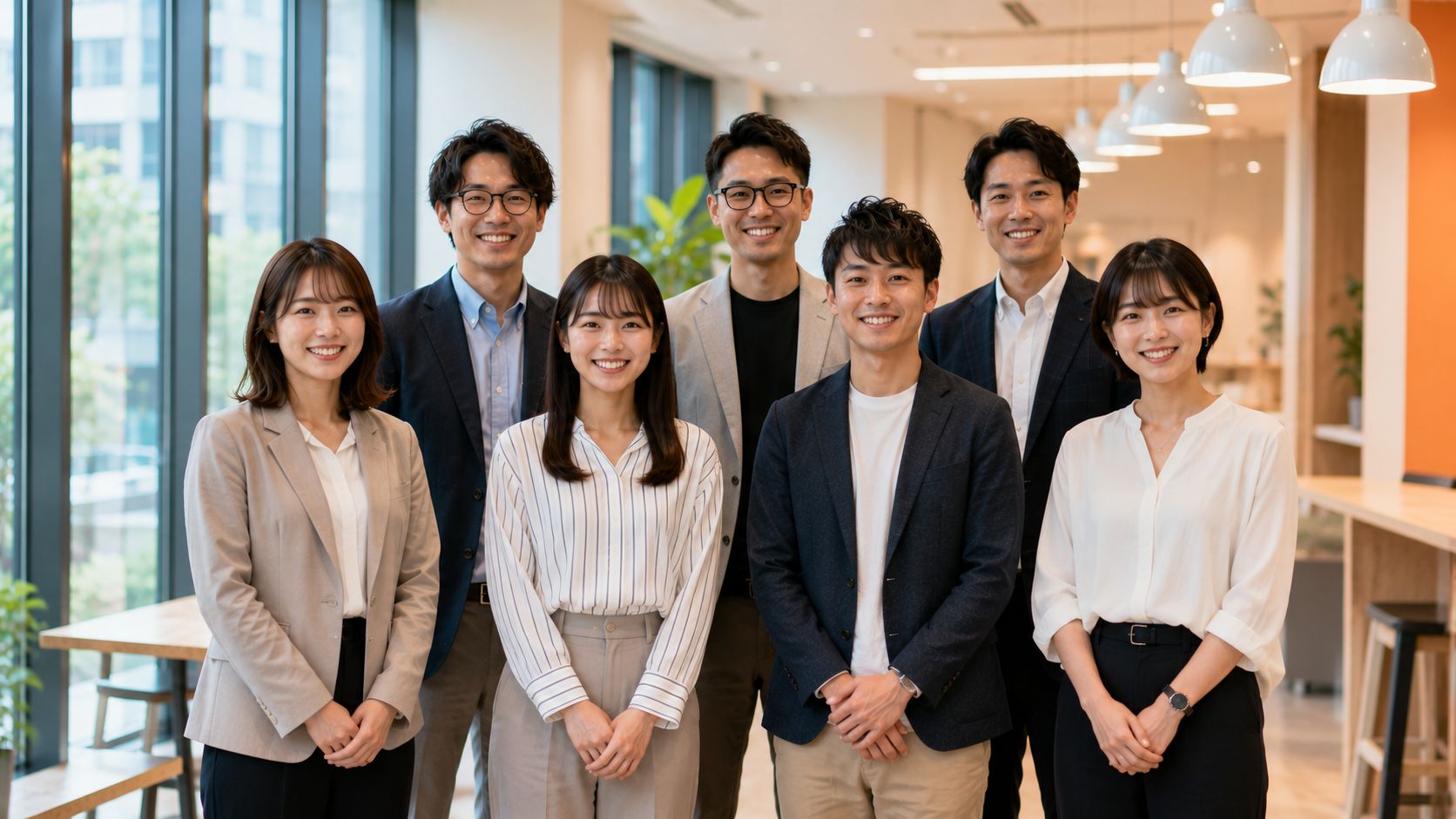 若手社員と学生の集合写真